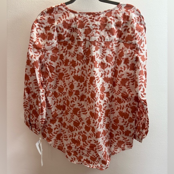 Caslon Lightweight Cotton Floral Peasant Blouse M - Picture 6 of 7